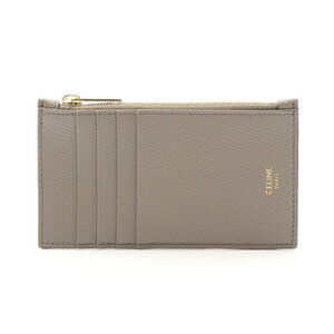 Celine Compact Zipped card holder Wallet Fragment Case Leather Beige